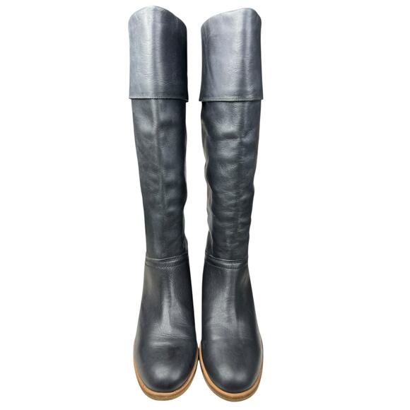 UGG Women’s Carlin Black Leather Block Heel Riding Boot Size US 10 - Picture 7 of 13
